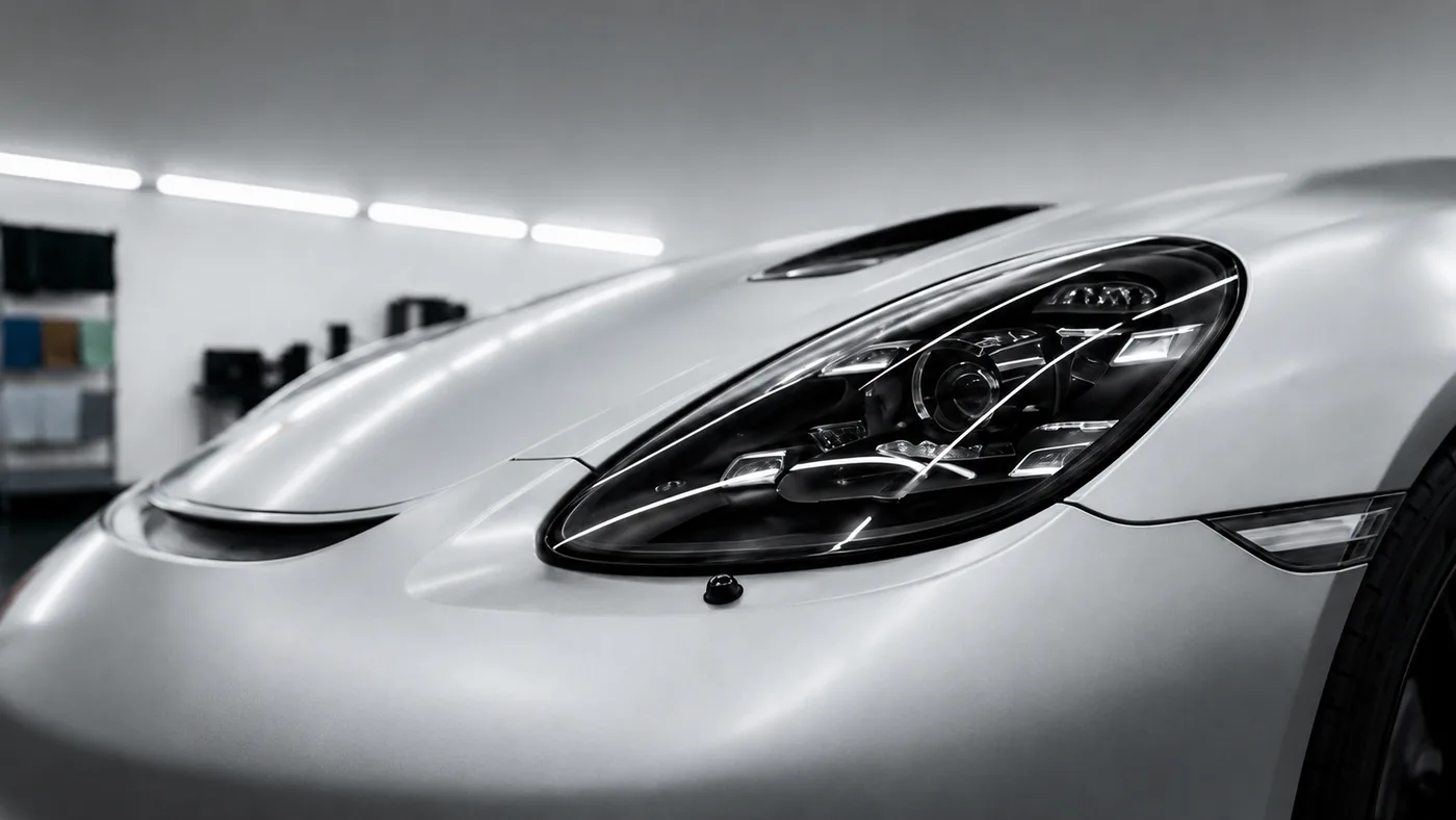 Porsche 911 大燈煙燻燈膜施工