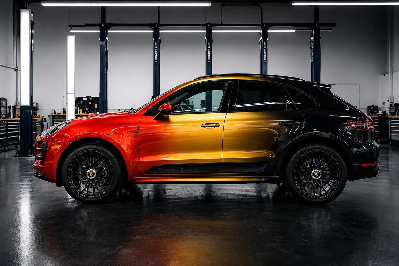 Porsche Macan 紅金漸層自修復改色膜